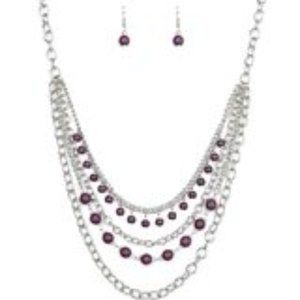 Paparazzi Ground Force Purple Necklace and Earring Set